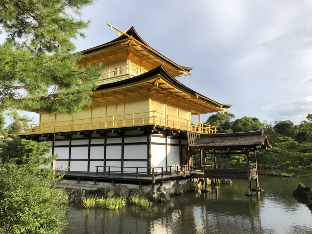 The Golden Pavilion in Kyoto beside its garden pond